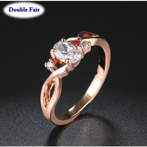 Fashion Spiral Rose Gold Women Rings For Anniversary Inlaid With Oval Shiny Cubic Zirconia Jewelry Wholesalae DWR785