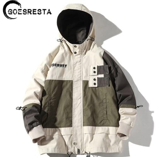 Men Cargo Hooded Jackets Hip Hop Streetwear Autumn Windbreaker Loose Coat 2020 Harajuku Fashion Loose Casual Jacket Men M-2XL