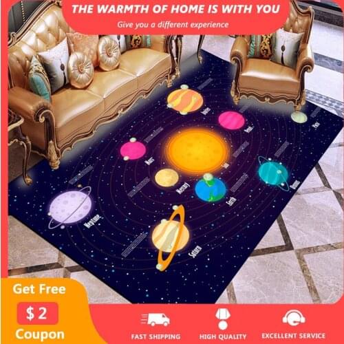 Cartoon Kid Large Rugs Milky Way Stars Printed Carpets for Living Room Kids Playing Bedroom Rug Non-slip tapis 2021 New Arrival