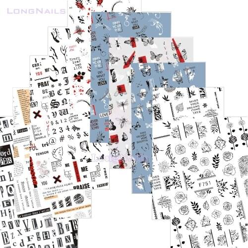 10styles Bohemia Leaf Rose 3D Sticker Jungle Butterfly, Worm Gothic 8*10cm Self-Adhesive DIY Manicure English Nail Artdecal 1pc