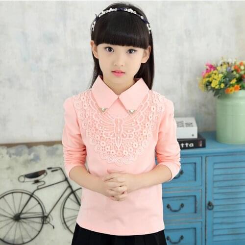 New 2019 Autumn baby girl clothes children clothing school girls blouse cotton child shirt lace blusas kids clothes 2 colors