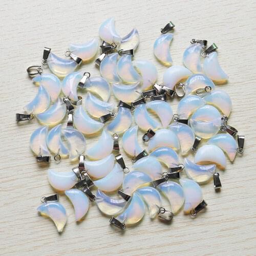 Fubaoying Moon Opal Stone Necklace Fashion Natural Wholesale 30pcs/lot Pendants DIY Jewelry Making for Earrings Gift