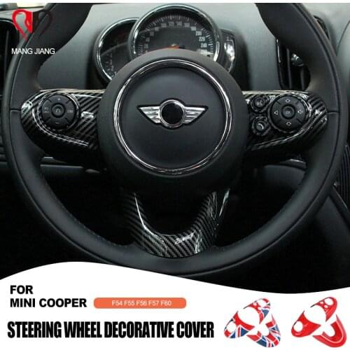 3PCS For MINI COOPER F54 F55 F56 F60 Countryman Clubman Steering Wheel Panel Multimedia button Sticker Decal Cover Sticker Case