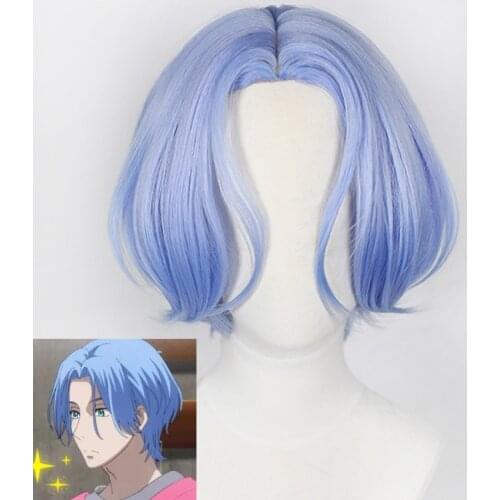 Anime SK8 the Infinity Langa Hasegawa Cosplay Wig Hasegawa Ranga Blue Short Wig Heat-resistant Fiber Hair + Wig Cap