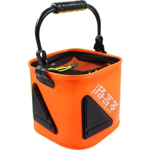 Portable folding water bucket fish bucket integrated forming thickened EVA fish bucket fishing rope small bucket