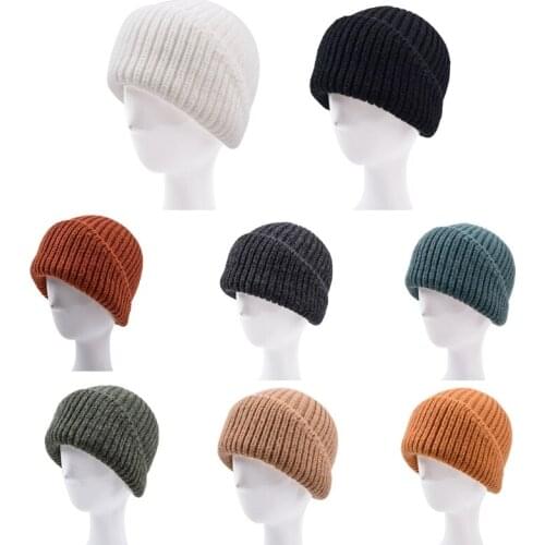 Simple Fashion Knitted Hat Solid Color Knitted Hip-hop Curl Edge Hat Travel Foldable Autumn and Winter for Men and Women