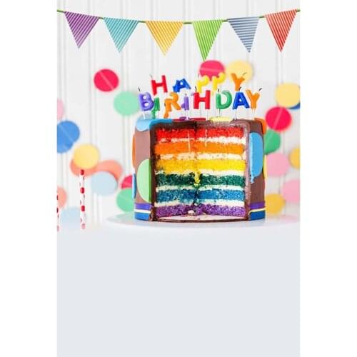 Rainbow cake birthday photo backgrounds fabric children portrait photography backdrop for photographer studio backgrounds S-3026