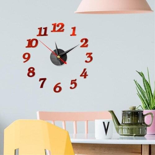 Style Wall Clock Home Diy3d Three-dimensional Wall Wall Acrylic Digital Clock Mirror Clock Decorative Sticker B9K8