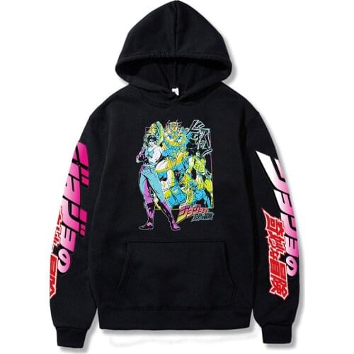 Harajuku JoJo Bizarre Adventure Hoodie Japanese Anime Men/Women Long Sleeved Sweatshirt Tops Cartoon Hip Hop Vintage Clothes