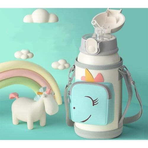Smart Unicorn Thermos Cups With Straw Travel Coffee Mug Stainless Steel Children Water Bottle Home Office Business Gift Milk Mug
