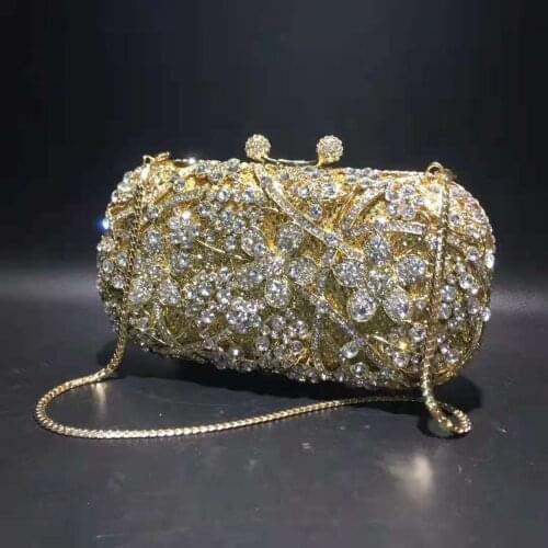 XIYUAN Elegant Flower Clutch Bags Women Crystal Evening Bags Purses and Handbags Wedding Party Bridal Rhinestone Minaudiere Bag