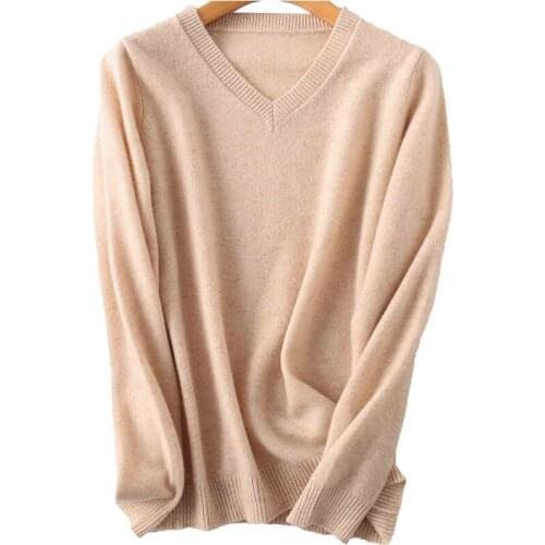 100% Merino Wool Women V-Neck Sweater 2020 Autumn Winter Warm Soft knitted Pullover Femme Jumper Women Cashmere Sweater