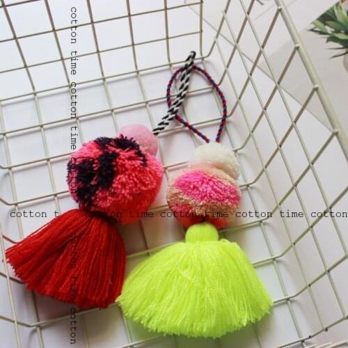 1pcs handmade Summer Bag Tassel with pompom decorative tassel 23cm length tassel for bag accessory