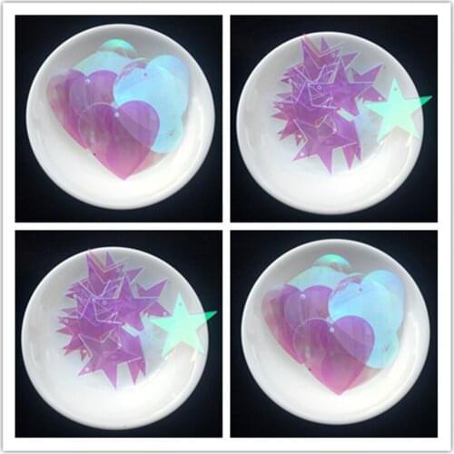 100Pcs/Pack AB Tranparent Five-Pointed Star/Loving Heart Shape Sequins PVC Paillettes DIY Craft Sewing Lentejuelas Accessories