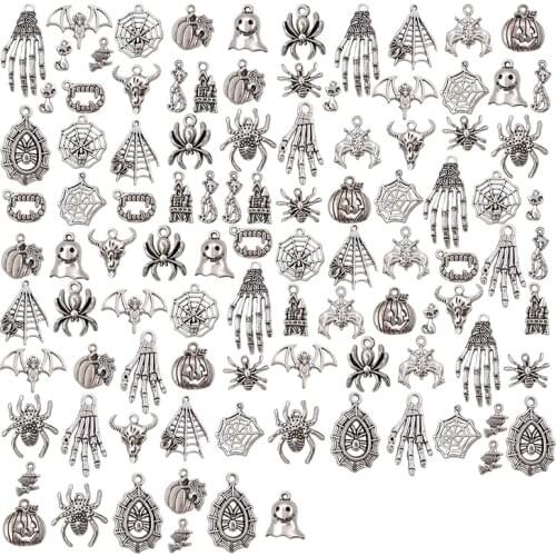 20pcs Mixed Skeleton Skull Halloween Charms Lot Metal Christmas Charms Pendants Bulk For Diy Bracelet Earrings Jewelry Making