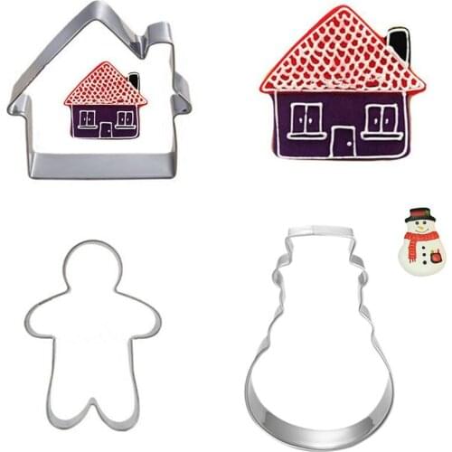 3pcs/set Christmas Cookie Cutter, Bakeware Set Biscuit Cookie Cutter Baking Tools for Cakes Stainless Steel Kitchen Gadgets