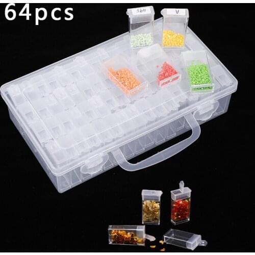 56/64pcs Bottles Diamond Painting Tools Accessories Storage Box Beads Container Diamond Embroidery Stone Mosaic Convenience Box