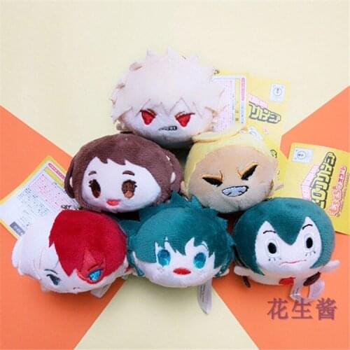 6Pcs/Lot My Hero Academia Midoriya Izuku bakugou katsuki Todoroki Shoto Plush Toy Stuffed Doll Key Chain Pendant Kid Gift