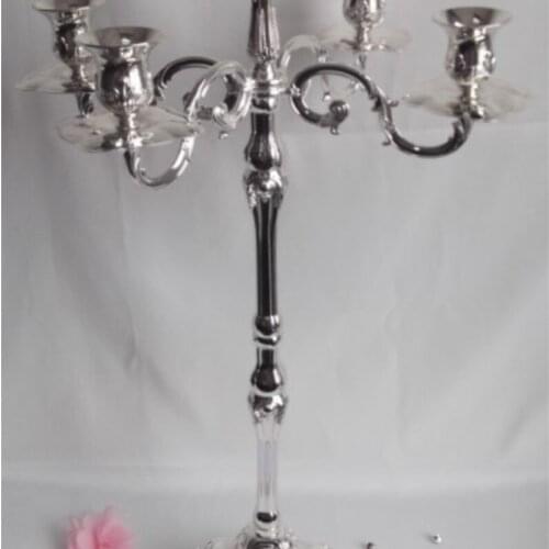 63cm high 5 lights silver plated candelabra for wedding , silver/gold candelabra chandelier, candelabra centerpieces 12PCS/LOT