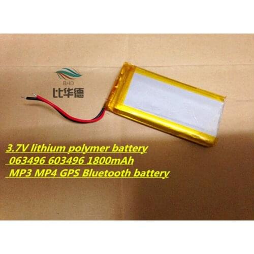 3.7V tablet battery 063496 603496 1800mAh MP3 MP4 GPS Bluetooth 6*34*96mm lithium battery small stereo bluetooth