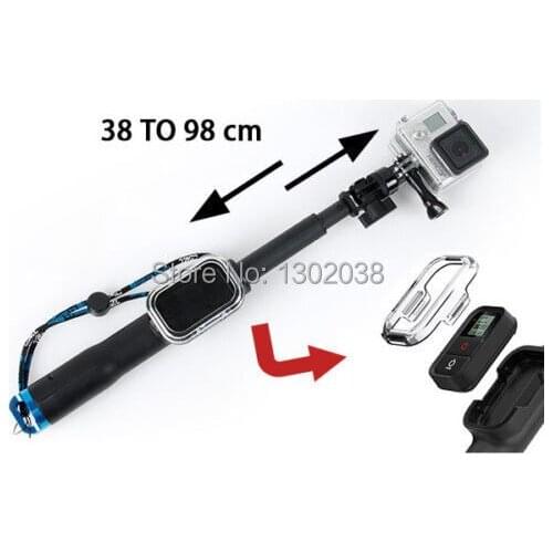 Gopro Accessories 39-98cm Aluminium Extendable Monopod With Remote Holder for Go pro Hero 3/3+/4 Camera