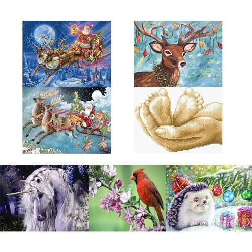 30x40cm Diamond Embroidery DIY Round Diamond Painting Cross Stitch Kit "Animal fox flower" 5D Needlework Diamond Home Decoration