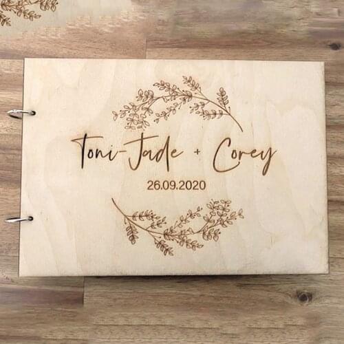 Wooden Guestbook Personalized Photo Album Family Anniversary Gift For Parents Custom Wood Wedding Guest Book Wedding Album