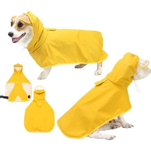 Dogs Raincoat Yellow Lightweight Dog Rain Jacket Pet Waterproof Clothes Poncho Breathable Pet Dog Rainwear Hood Collar Hole