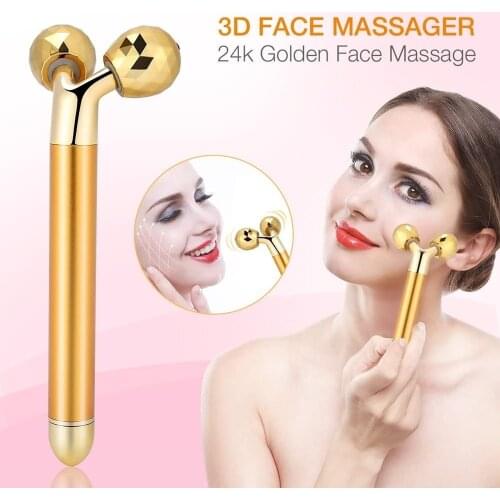 Face Massage 3D Electric Face Roller 24k Gold Facial Eye Massager Face Slim Lifting Wrinkles Skin Tightening Firming Skin Care