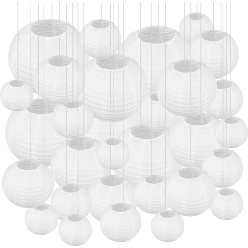 30pcs/set 6"-16"Mixed Size White Pink Gold Silver Paper Lanterns Chinese Lantern Wedding Birthday Party Baby Shower Decoration