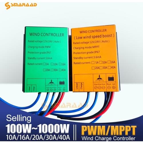 100-1000W PWM MPPT Wind Turbine Charge Controller Low Wind Speed Regulator Voltage Boost 12v24v Auto Match 48V System Waterproof