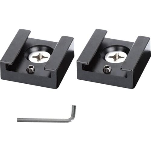 Cold Shoe Mount Aluminum Adapter Bracket Hot Shoe with 1/4 Thread for Camera Cage Flash Shoe Mount(2 PCS)