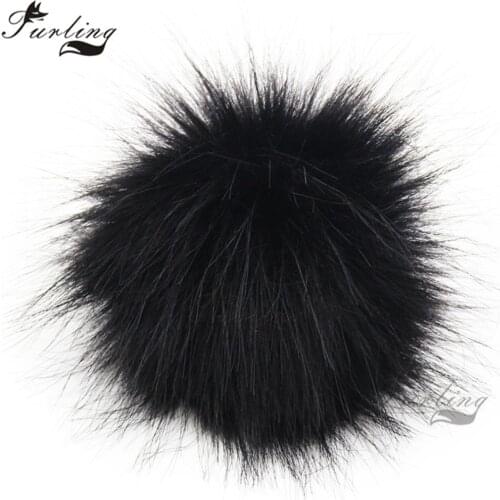 Furling 1 PC Faux Fox Fur 11CM Fluffy Pom poms with String Cord for Hat Scarves Beanie Accessories DIY Keychain Accessories