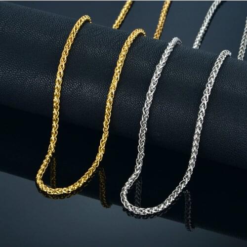 Mens Gold Chain Necklace For Men/Women Jewelry 20" 23" 26" Gold Color Stainless Steel Rope Chain Necklaces Male Collier