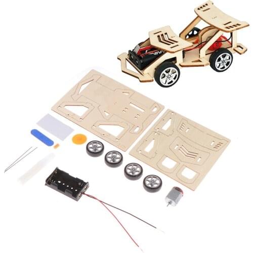 DIY Racing Model Kit Car Toy for Boys DIY Manual Assembly Wooden Model Electric Robotics Educational Kits Car