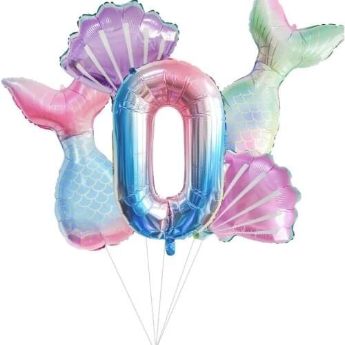 Mermaid Balloon Set Mermaid Tail Balloons 32inch Number Foil Balloon Kids Birthday Wedding Party Decor Baby Shower Helium Globos