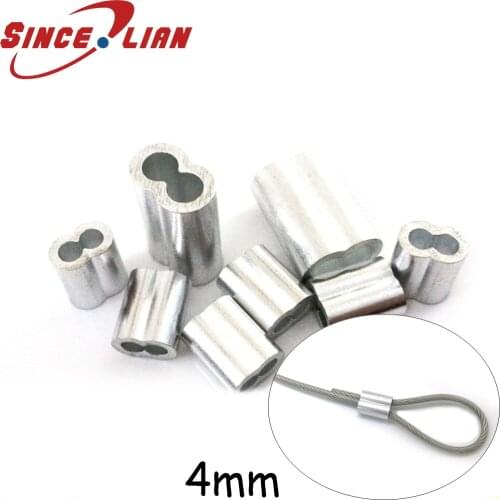 100pcs Thimble Rope Diameter 4mm M4 wire Crimp Sleeves Aluminium Double Hole Ties for wire rope Crimp