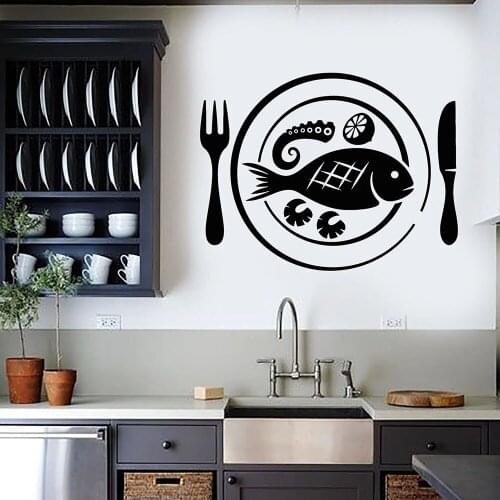 Wall Decal Fishing Seafood Sea Products Food Restaurant Kitchen Tableware Interior Decor Vinyl Door Window Stickers Mural Q321