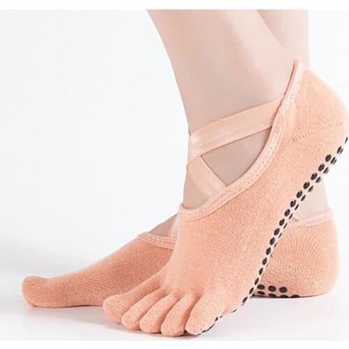 Five-Finger Yoga Socks Cross Belt With Glue Professional Non-Slip Backless Yoga Stocking Fitness Accessories