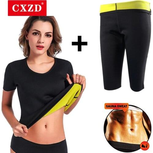 CXZD New Body Shaper Slimming Shirt Sauna Neoprene Shapewear Waist-Trimmer Slimming Capri Pants Weight Loss Fat Burning T-Shirt