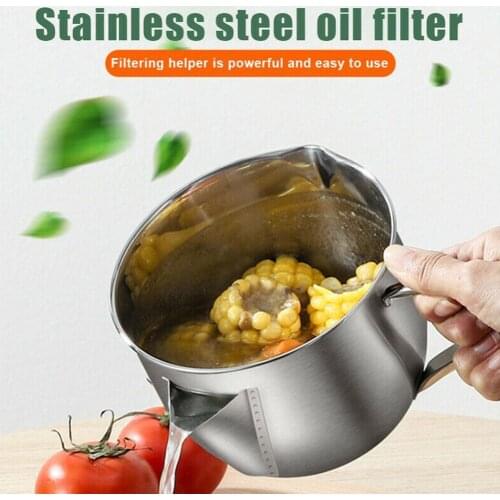 New Multifunction Steel Gravy Oil Soup Fat Separator Grease Strainer Bowl Oiler Filter Home Kitchen Hotel Cooking Tool