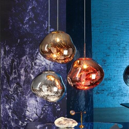 High quality D20/30 /40CM lava Pendant Lights glass irregular silver gold bar living room lamp shaped lamps WF701346