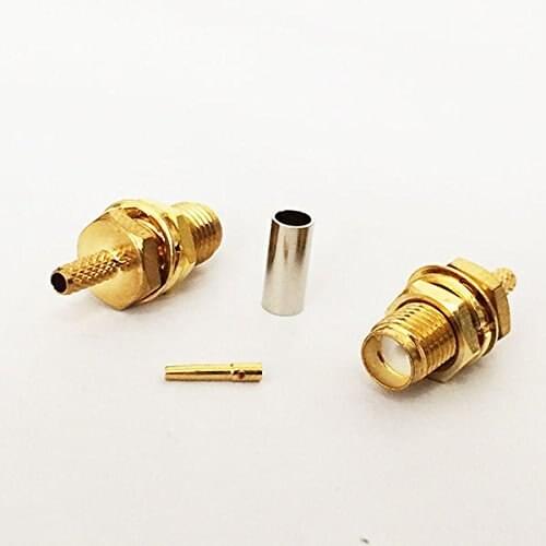 SMA female jack RF conector crimp Nut Bulkhead for RG316 RG174 cable Straight Gold-plated