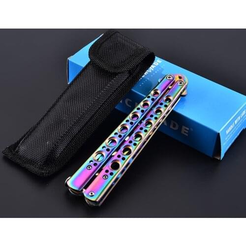 Stainless steel training butterfly knife folding knife butterfly role play knife without edge blunt tool outdoor folding tools