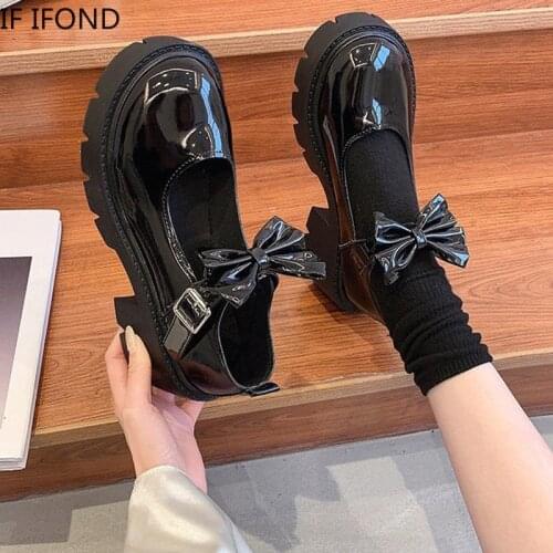 IF IFOND Japanese Style Patent Leather Lolita Shoes Women Buckle Strap Platform Pumps Woman College Student Mary Jane Shoes