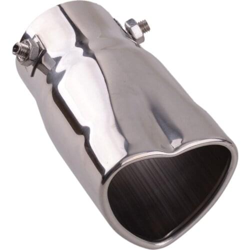 Universal Car Exterior Rear Silver Heart Shape Tail Inlet Exhaust Muffler End Tip Pipe Cover