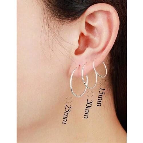 6 Size Real 925 Sterling Silver Round Circles Small Endless Hoops Earrings For Women Baby Girls Kids piercing Body Jewelry Gifts