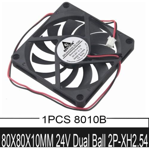 1PCS Gdstime 24Volt 80MM 8010B Brushless Ventilation 8cm 80MMx80MMx10MM Two Wire 2Pin Computer Cases And CPU Cooler axial Fan