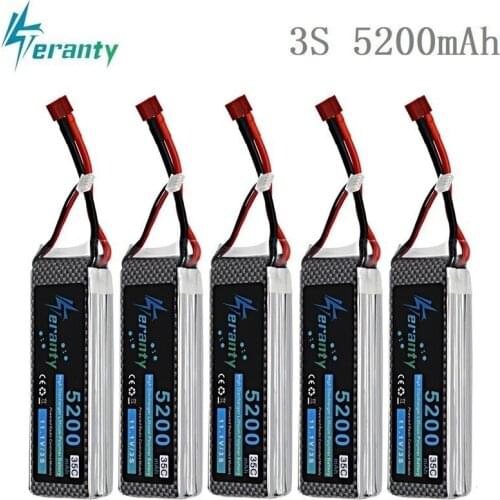 100% Capacity 3S 11.1v 5200mAh 35C LiPo Battery For RC Drone RC Cars RC Robots RC Boats toy 11.1v Rechargeable Lipo Battery 5pcs