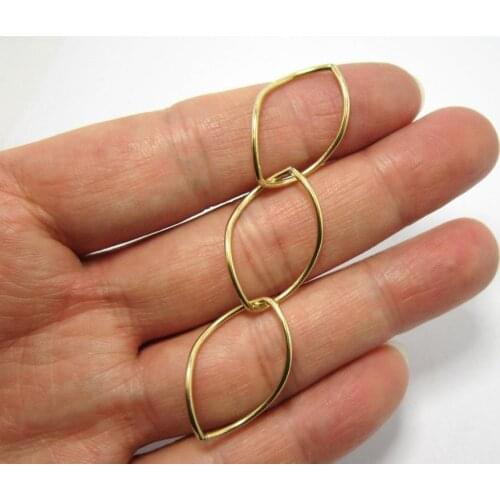 Brass pendant 70x15.8mm Triple twisted oval brass earrings charms Brass earrings findings -2pcs R878